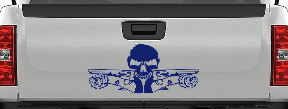 Roses Guns With Skull Biker Car or Truck Window Decal Sticker