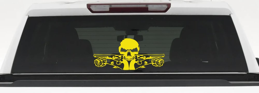 Roses Guns With Skull Biker Car or Truck Window Decal Sticker
