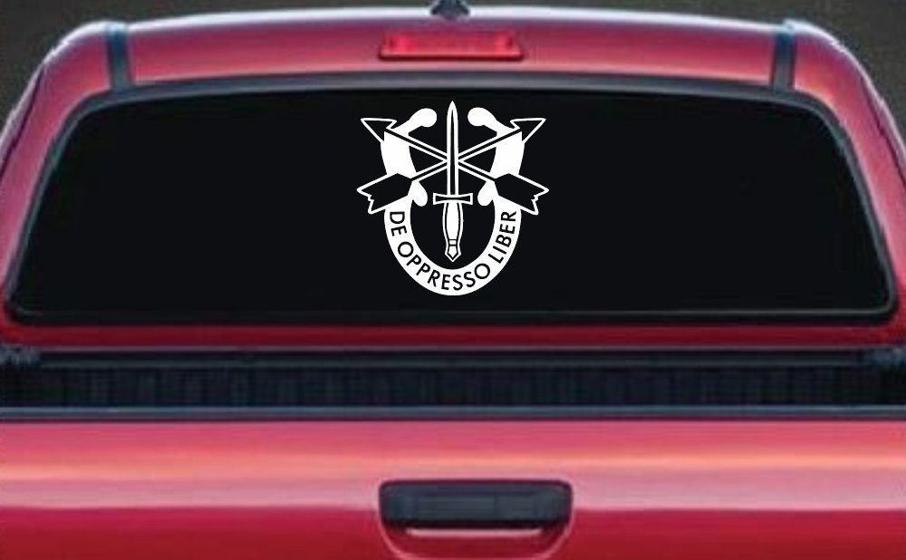 Army Special Forces Crest Military Car or Truck Window Decal Sticker (White)