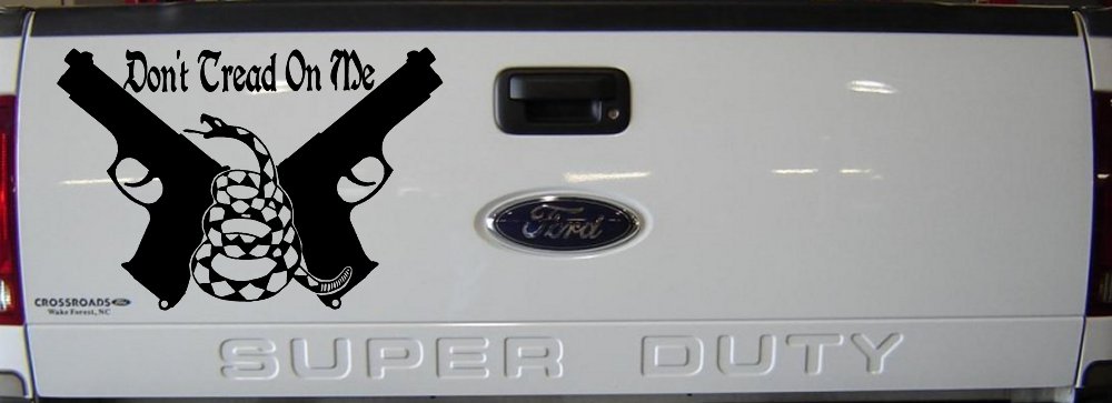Don't Tread On Me Gadsden Pistols Guns Freedom Military Car or Truck Window Decal Sticker (Black)