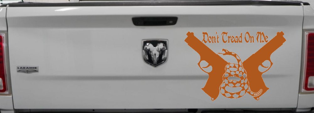 Don't Tread On Me Gadsden Pistols Guns Freedom Military Car or Truck Window Decal Sticker (Nut Brown)