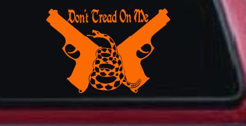 Don't Tread On Me Gadsden Pistols Guns Freedom Military Car or Truck Window Decal Sticker (Orange)