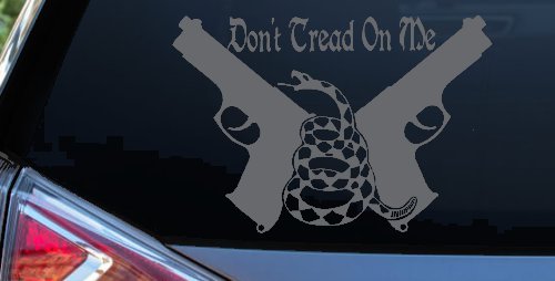 Don't Tread On Me Gadsden Pistols Guns Freedom Military Car or Truck Window Decal Sticker (Silver)