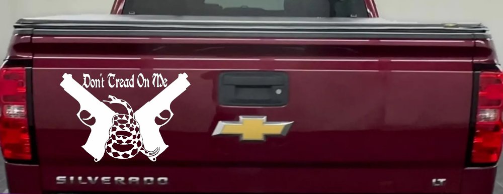 Don't Tread On Me Gadsden Pistols Guns Freedom Military Car or Truck Window Decal Sticker (White)