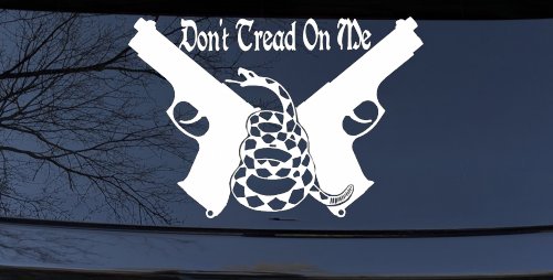 Don't Tread On Me Gadsden Pistols Guns Freedom Military Car or Truck Window Vinyl Decal Sticker (White)