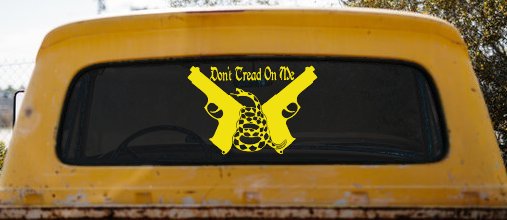 Don't Tread On Me Gadsden Pistols Guns Freedom Military Car or Truck Window Decal Sticker (Yellow)