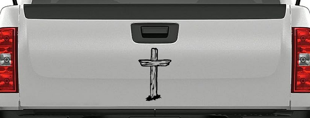 Single Rugged Cross Christian Car or Truck Window Vinyl Decal Sticker (Black)