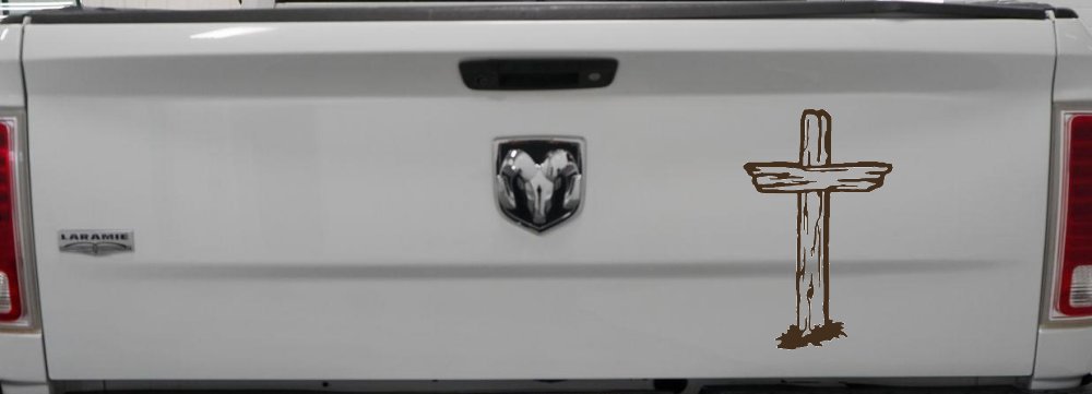 Single Rugged Cross Christian Car or Truck Window Decal Sticker