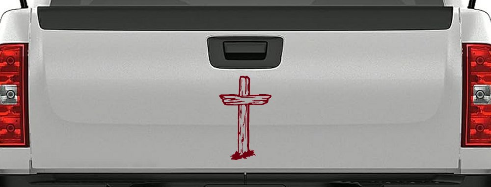 Single Rugged Cross Christian Car or Truck Window Decal Sticker