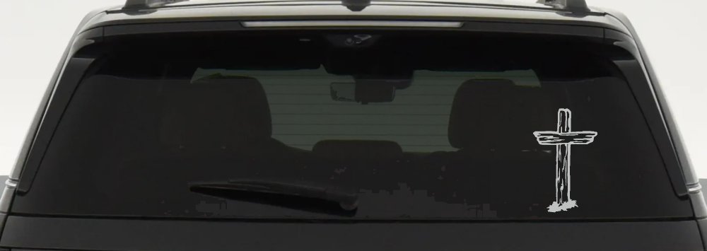 Single Rugged Cross Christian Car or Truck Window Decal Sticker
