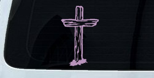 Single Rugged Cross Christian Car or Truck Window Decal Sticker (Lilac)