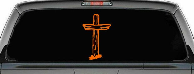 Single Rugged Cross Christian Car or Truck Window Decal Sticker