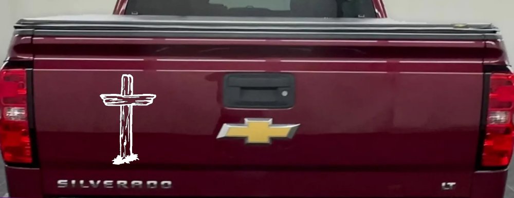 Single Rugged Cross Christian Car or Truck Window Vinyl Decal Sticker (White)