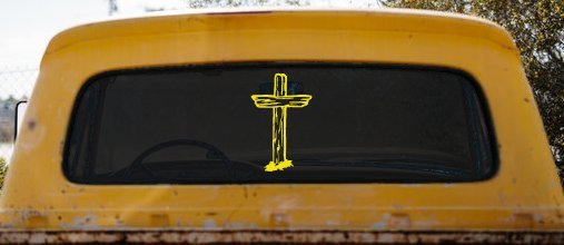 Single Rugged Cross Christian Car or Truck Window Decal Sticker