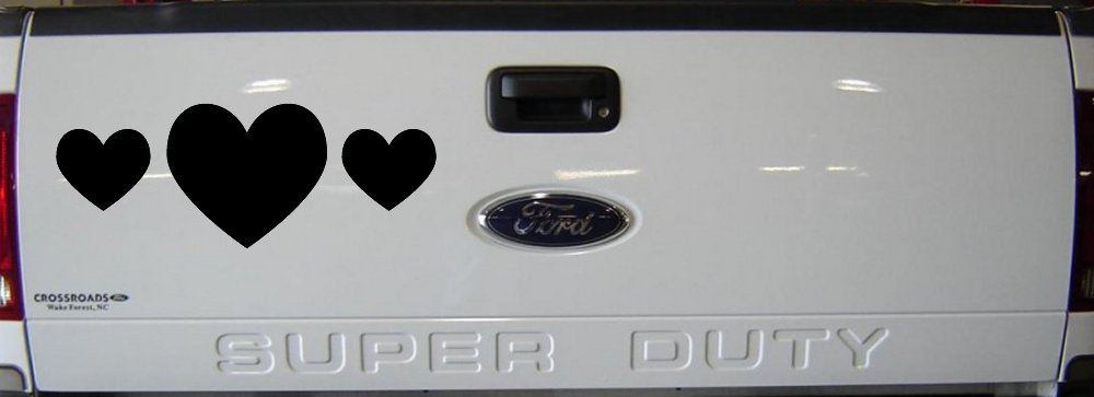 Three Hearts Car or Truck Window Vinyl Decal Sticker (Black)