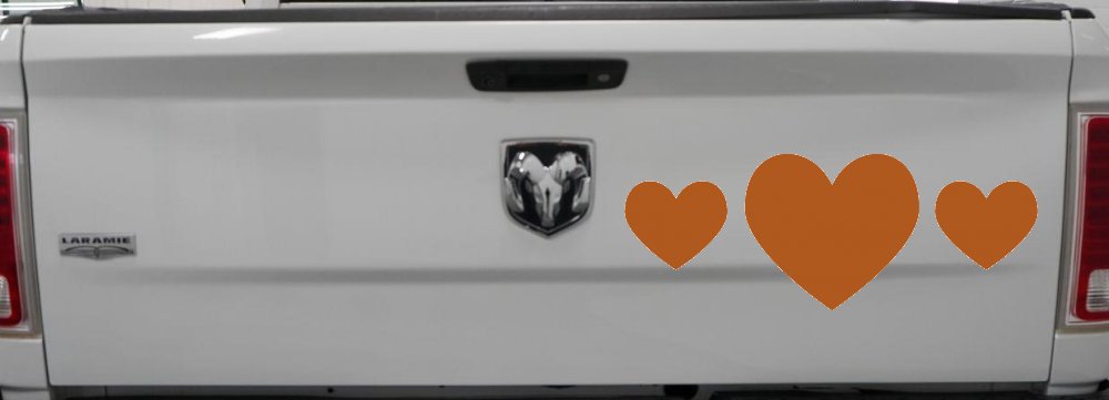 Three Hearts Car or Truck Window Vinyl Decal Sticker (Nut Brown)