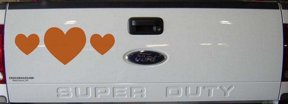 Three Hearts Car or Truck Window Decal Sticker (Nut Brown)