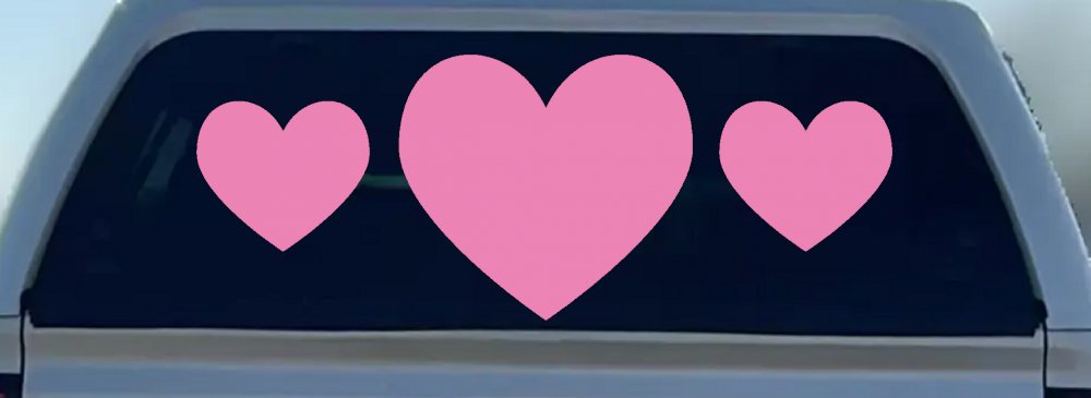 Three Hearts Car or Truck Window Decal Sticker