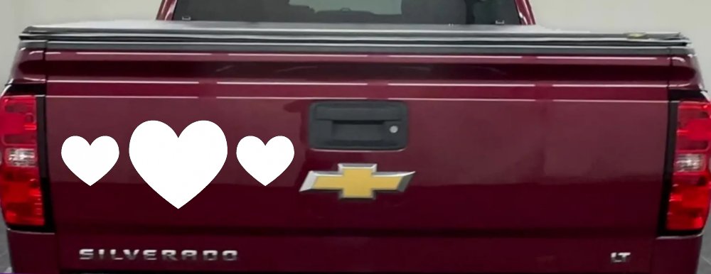 Three Hearts Car or Truck Window Vinyl Decal Sticker (White)