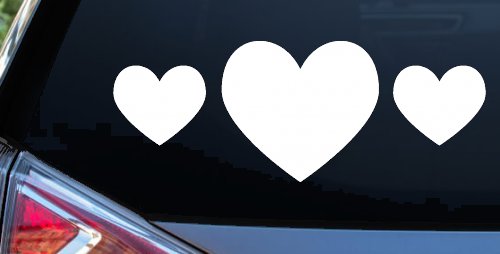 Three Hearts Car or Truck Window Vinyl Decal Sticker (White)