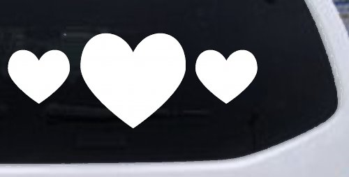 Three Hearts Car or Truck Window Decal Sticker (White)