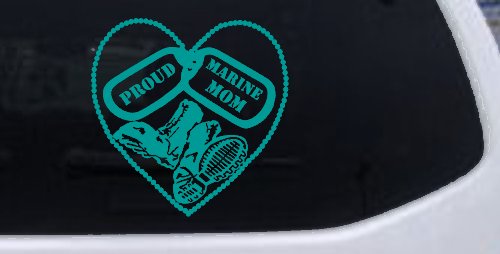 Proud Marine Mom Dog Tags Heart Combat Boots  Military Car or Truck Window Decal Sticker