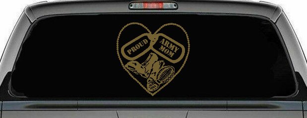 Proud Army Mom Dog Tags Heart Combat Boots  Military Car or Truck Window Decal Sticker