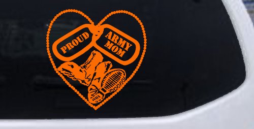 Proud Army Mom Dog Tags Heart Combat Boots  Military Car or Truck Window Decal Sticker
