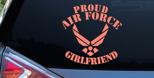 Proud Air Force Girlfriend Military Car or Truck Window Vinyl Decal Sticker (Coral)