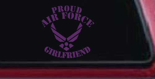 Proud Air Force Girlfriend Military Car or Truck Window Decal Sticker (Violet)