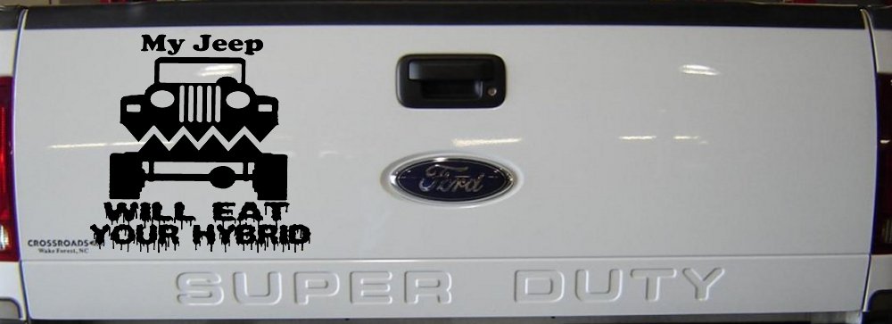 My Jeep Will Eat Your Hybrid Off Road Car or Truck Window Decal Sticker (Black)