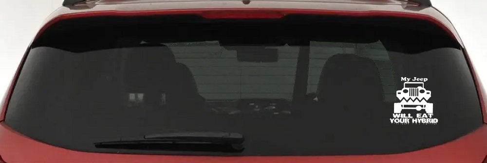 My Jeep Will Eat Your Hybrid Off Road Car or Truck Window Vinyl Decal Sticker (White)
