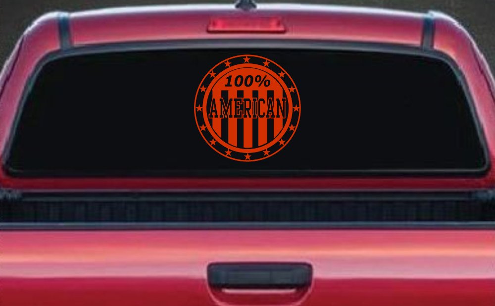 100 Percent American Pride Patriotic Car or Truck Window Decal Sticker