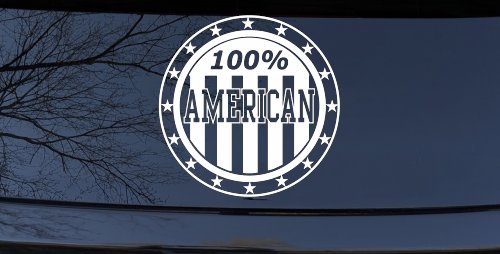 100 Percent American Pride Patriotic Car or Truck Window Decal Sticker