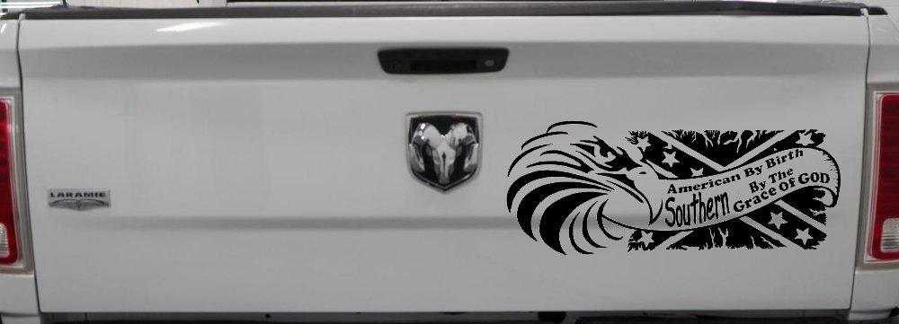 American By Birth Southern By The Grace Of God Country Car or Truck Window Decal Sticker (Black)