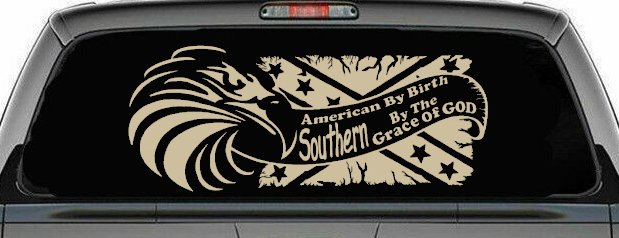 American By Birth Southern By The Grace Of God Country Car or Truck Window Vinyl Decal Sticker (Desert Sand)