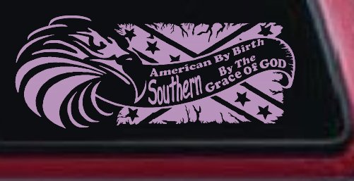 American By Birth Southern By The Grace Of God Country Car or Truck Window Decal Sticker (Lilac)
