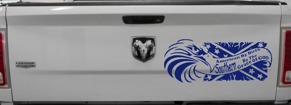 American By Birth Southern By The Grace Of God Country Car or Truck Window Vinyl Decal Sticker (Navy)