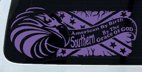 American By Birth Southern By The Grace Of God Country Car or Truck Window Decal Sticker (Purple)