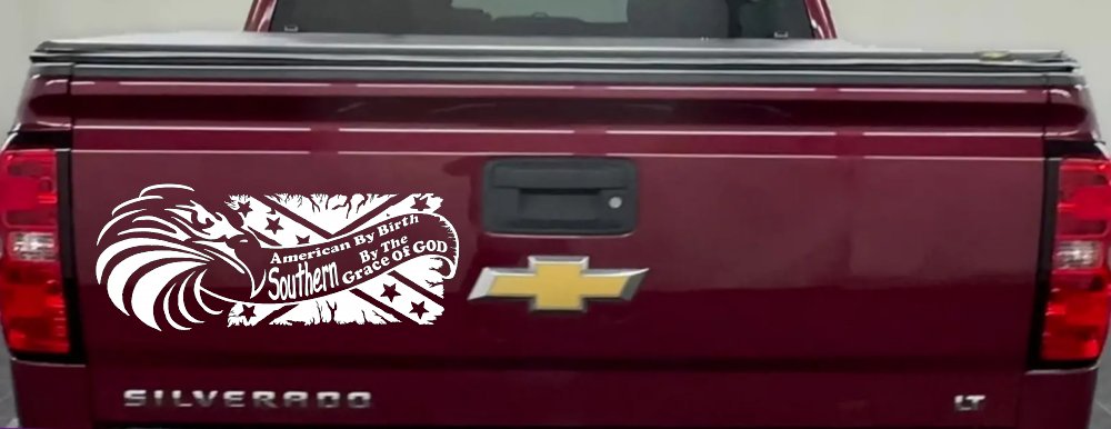 American By Birth Southern By The Grace Of God Country Car or Truck Window Decal Sticker