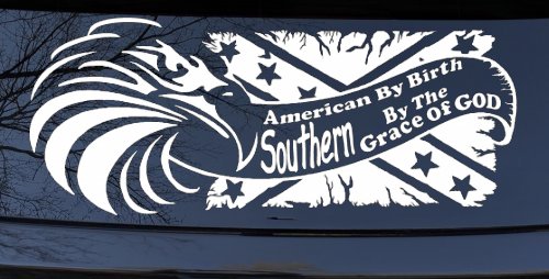 American By Birth Southern By The Grace Of God Country Car or Truck Window Decal Sticker
