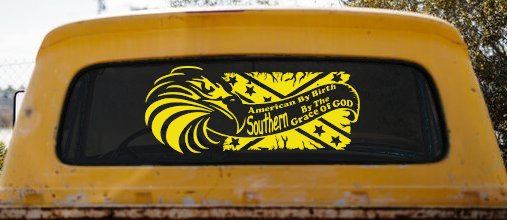 American By Birth Southern By The Grace Of God Country Car or Truck Window Decal Sticker (Yellow)