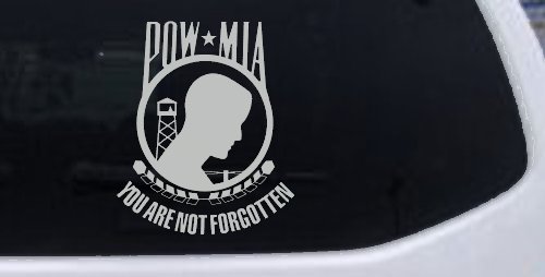 POW MIA You Are Not Forgotten Military Car or Truck Window Vinyl Decal Sticker (Light Gray)