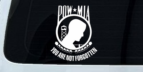 POW MIA You Are Not Forgotten Military Car or Truck Window Decal Sticker (White)
