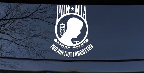POW MIA You Are Not Forgotten Military Car or Truck Window Decal Sticker (White)