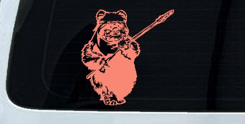 Star Wars Ewok Wicket Sci Fi Car or Truck Window Decal Sticker (Coral)