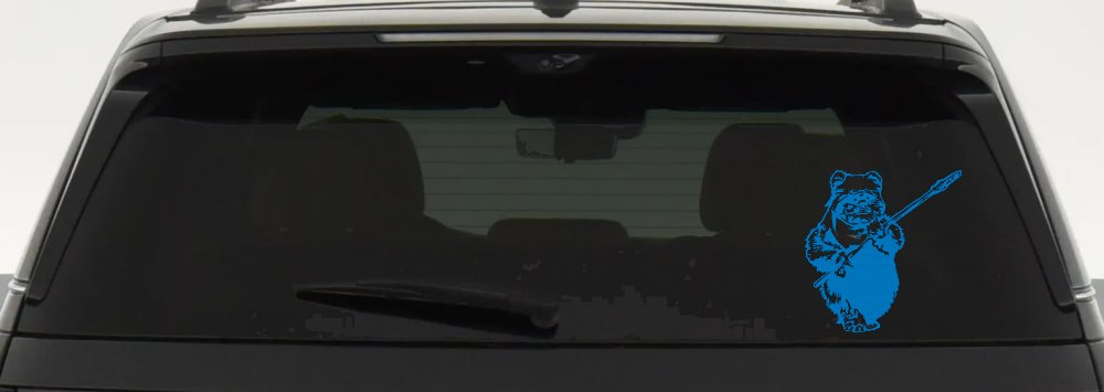 Star Wars Ewok Wicket Sci Fi Car or Truck Window Decal Sticker (Sky Blue)