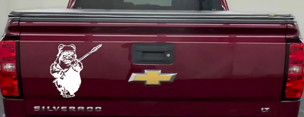 Star Wars Ewok Wicket Sci Fi Car or Truck Window Vinyl Decal Sticker (White)