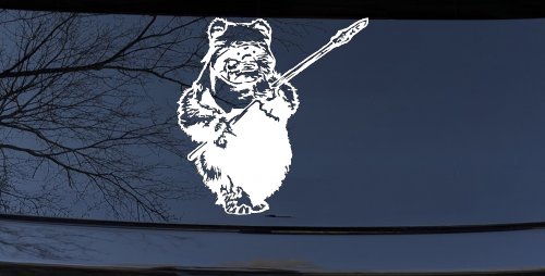 Star Wars Ewok Wicket Sci Fi Car or Truck Window Decal Sticker (White)