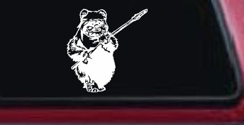 Star Wars Ewok Wicket Sci Fi Car or Truck Window Decal Sticker (White)